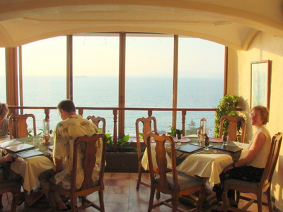 Table and view at the Panorama Restaurant.